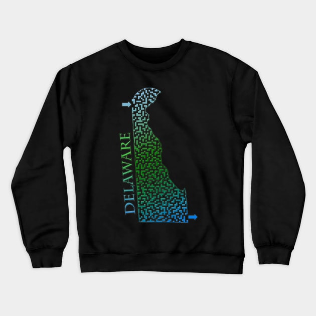 Delaware State Outline Colorful Maze & Labyrinth Crewneck Sweatshirt by gorff